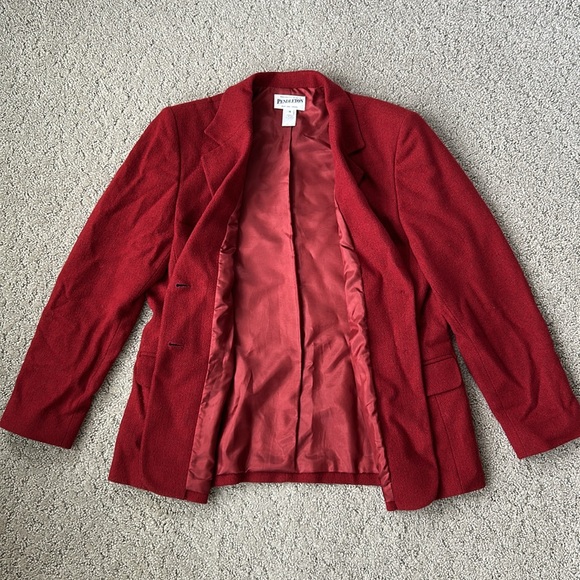 Pendleton Vintage Wool 2 Button Blazer Rich Red Business Jacket Holiday 16 USA - Picture 4 of 10